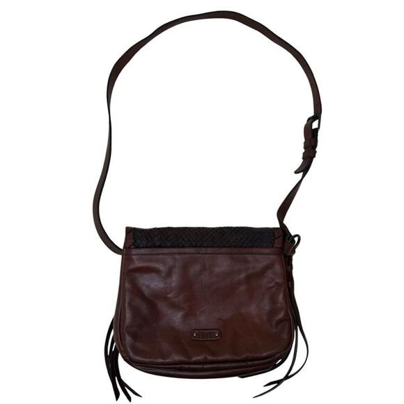 FRYE Layla Flap Saddle Black and Brown Leather Crossbody Bag - Picture 5 of 11